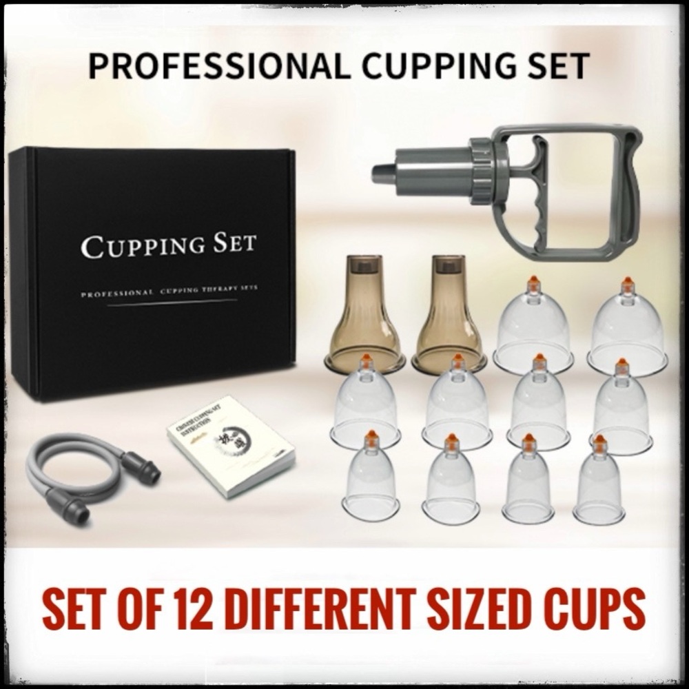 NIB, NWT Pain Relief Therapy Cupping Kit Vacuum Massage Set x12 Cups & Pump NEW